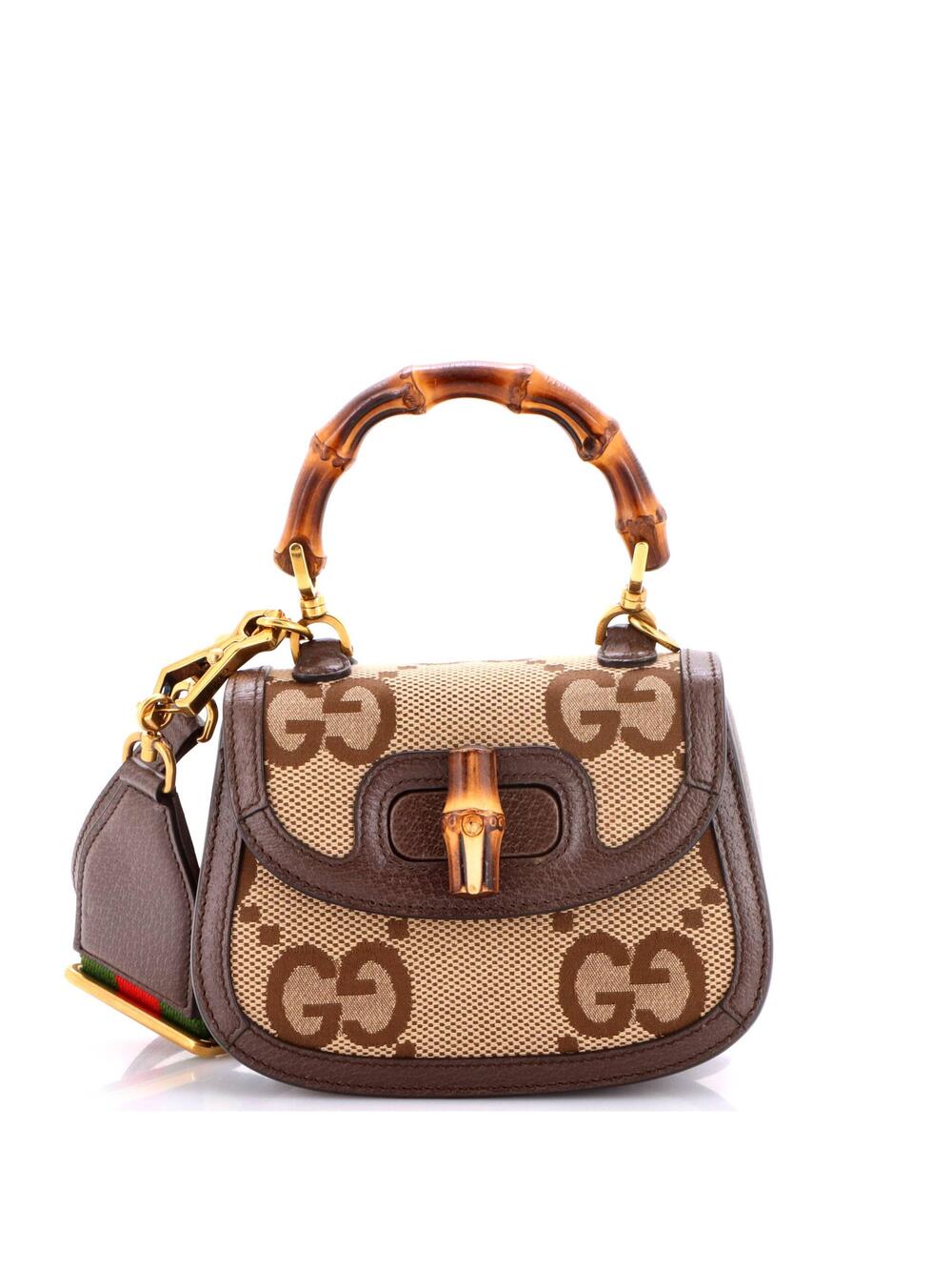 Gucci Bamboo Top Handle Bag Jumbo Gg #301539G24B - Picture 1 of 8